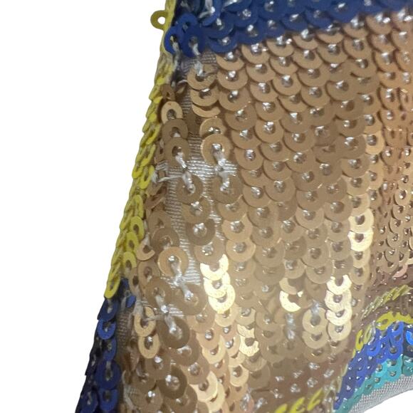 Tibi Ivory Cream Strapless Sleeveless Sequined Waist Mini Dress Size 12 - Picture 9 of 11